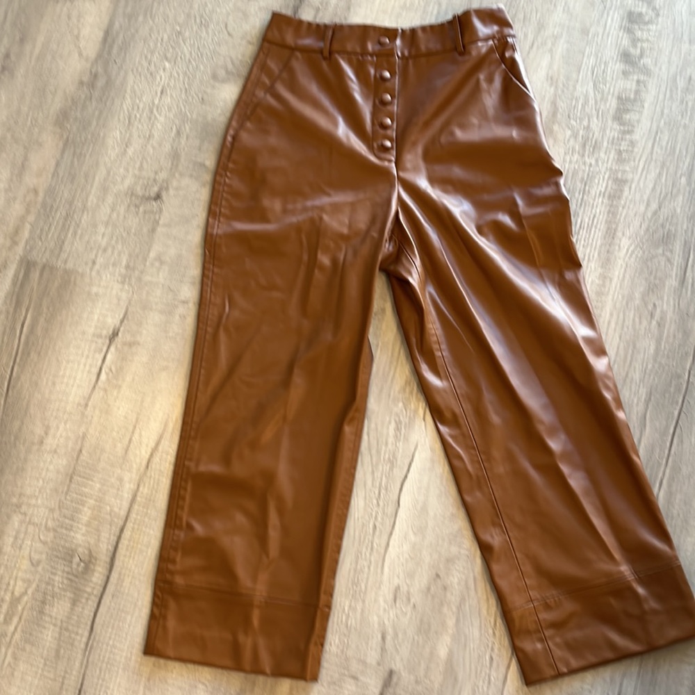 Zara New with tags light brown pleather pants Size L